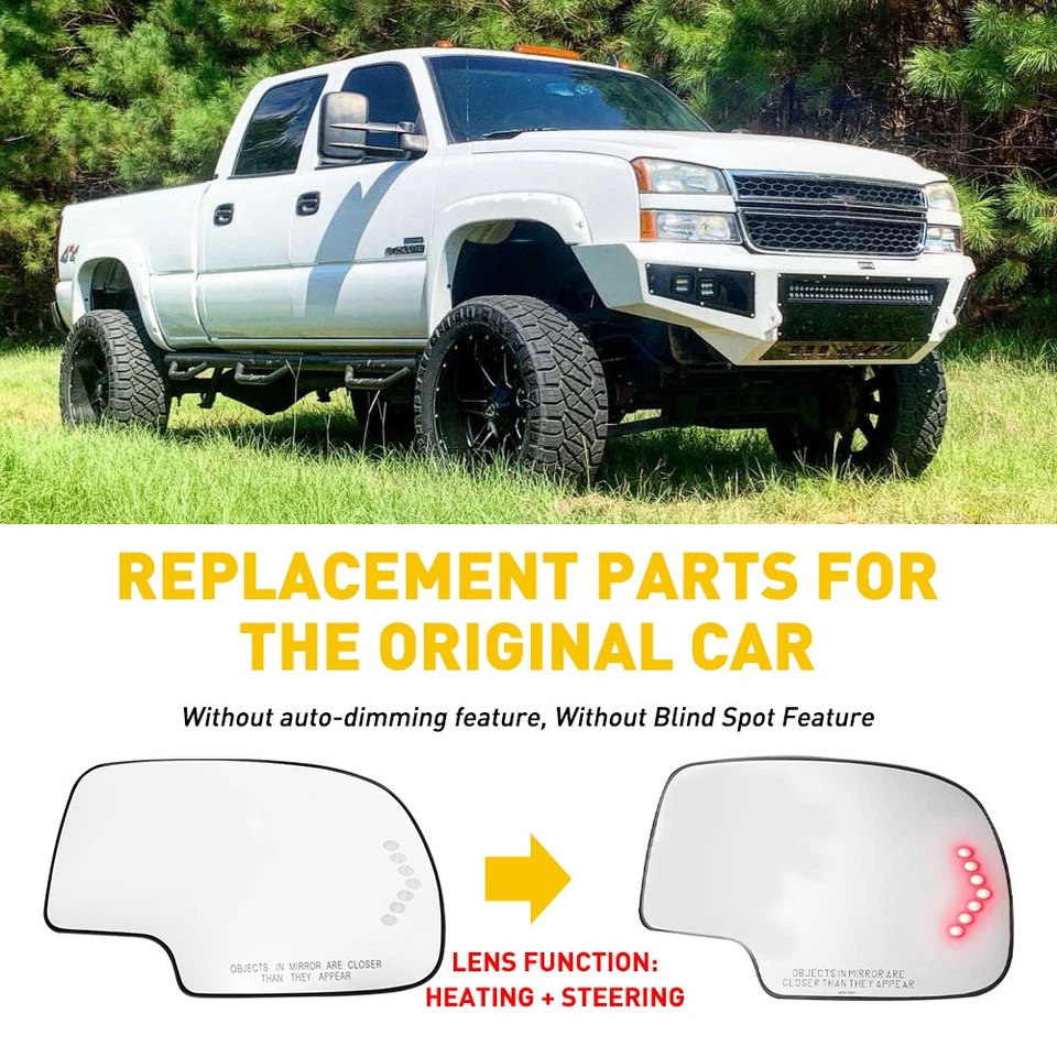 Espejo retrovisor lateral del pasajero vidrio señal térmica de giro apto para 03-07 GMC Chevy Cadillac Foto 3 de 4