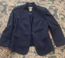 Anne Klein Navy Blue Jacket Open Front Blazer Size 6