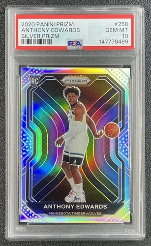 ANTHONY EDWARDS PSA 10 2020-21 PANINI PRIZM #258 ROOKIE SILVER RC GEM 8499