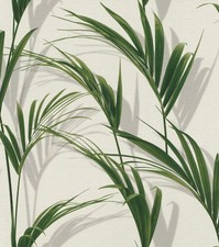 Wallpaper Grey Shadow Green Palm Leaves on Te...