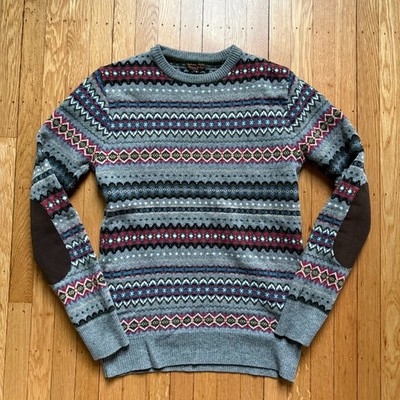 Barbour Caister Fair Isle Crew Men's Sweater, Size M, 100% Wool