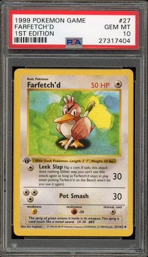 Pokemon Farfetch'd Base Set Shadowless 1st Edition #27 PSA 10 Gem Mint