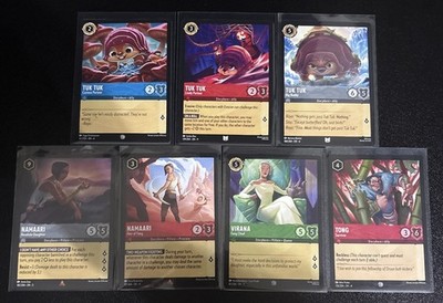 Disney Lorcana Raya and the Last Dragon Theme 7 Card Lot Namaari/Tuk Tuk/ Virana