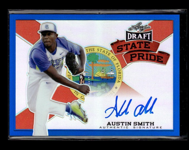 2015 Leaf Metal Draft #SP-AS2 Austin Smith State Pride Auto Prismatic Blue #/25