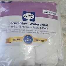 Sealy SecureStay Waterproof Fitted Crib Mattress Pads 2-Pack White