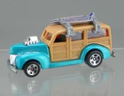 Vintage Hot Wheels 1/64 Diecast Blue 40's Woodie Panel Truck w/ Surf Boards Mint