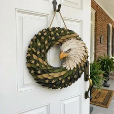 250th Anniversary Bald Eagle Patriotic Wood Look Wall Sign with Rope