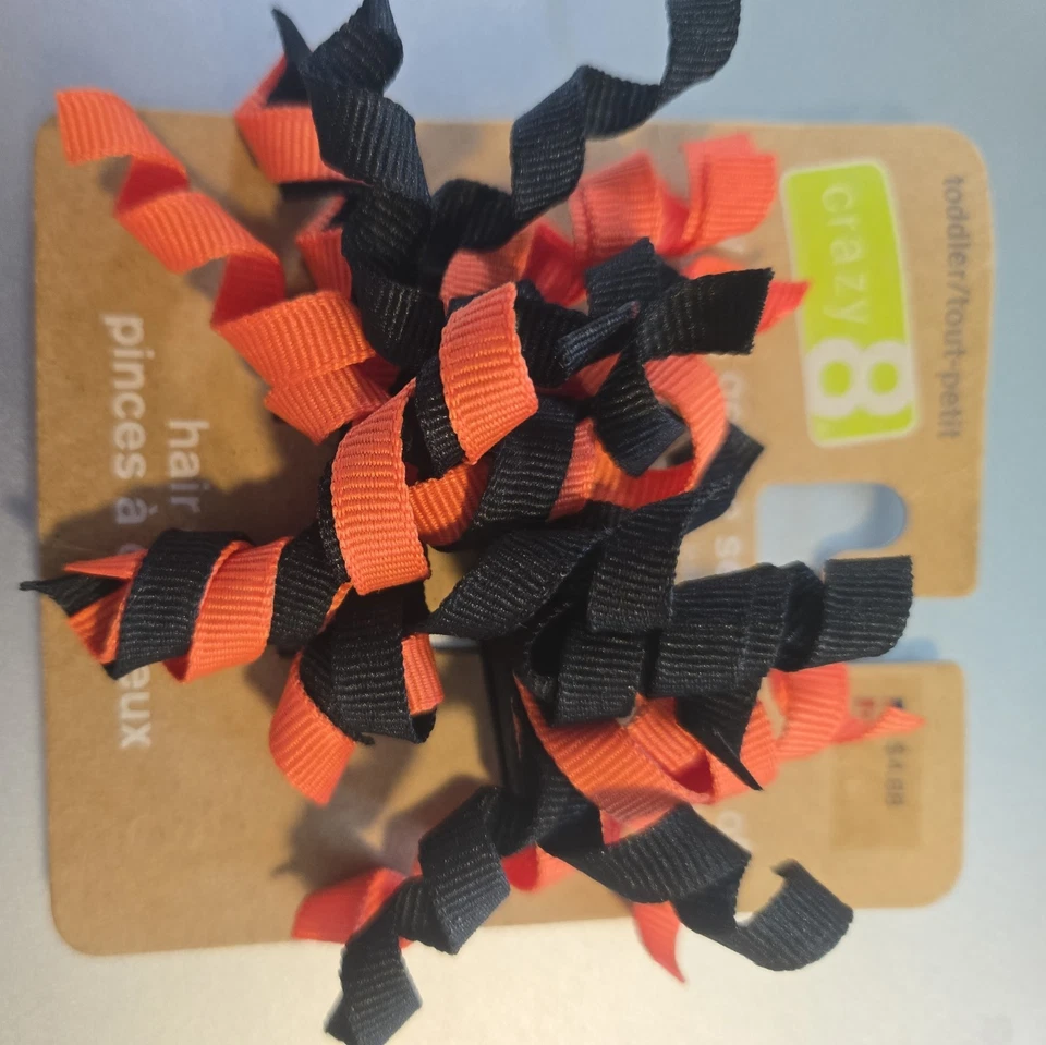 Crazy 8 Halloween Naranja Negro Cinta Rizada Pinzas para el Pelo Correas Nuevo con Etiquetas Foto 3 de 4