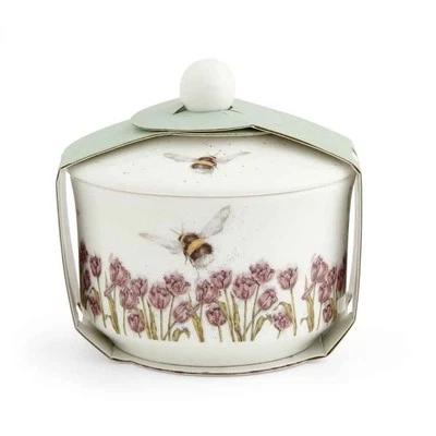 ROYAL WORCESTER Wrendale Sugar Bowl Bumblebee Lidded Fine Bone China
