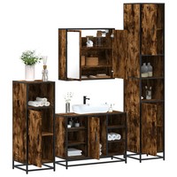 4-Teiliges BadmöBel Set RäUchereiche Holzwerkstoff Badezimmerschrank