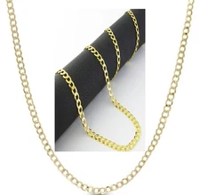 18K Yellow Gold Filled Tarnish-FREE 3mm*20" Flat Cuban Curb Chain Necklace J819G