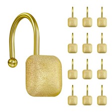Gold Shower Curtain Hooks, Square Metal Home Decorative Shower Curtain Rings ...