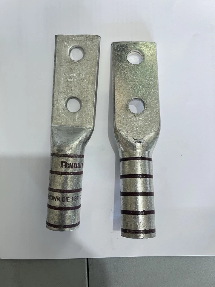 6PK Panduit LCC500-12 Two Hole Lugs Brown Long Compression Connectors Copper NEW - Image 3 of 4
