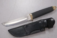 EARLY Cold Steel Tanto Knife Ventura With Leather Sheath MADE IN JAPAN FREE SHIP