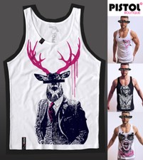 Pistol Boutique Uomo Bianco Cervo Abito Camicia E Cravatta Gilet Canotta