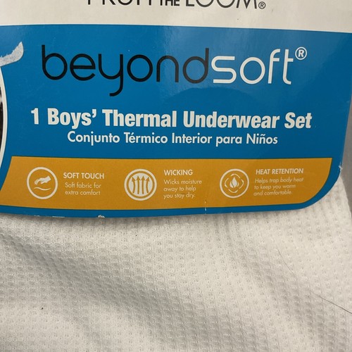 Fruit of the Loom Boys XL 14/16 Thermal Underwear set White 2 Pc Beyond Soft - Picture 2 of 5