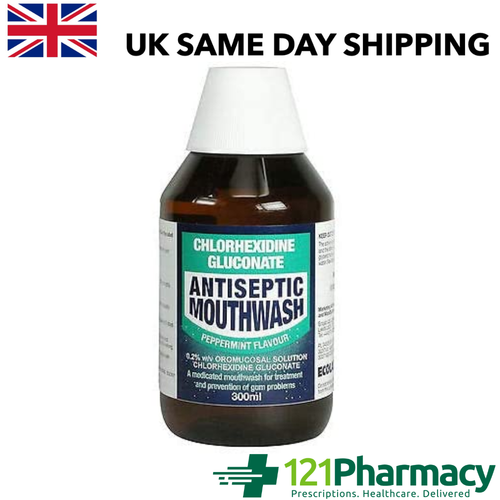 Chlorhexidine Gluconate Antiseptic Mouthwash Mint 300ml gingivitis