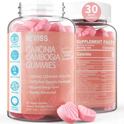Garcinia Cambogia Gummies 1000mg 95% HCA with L-Carnitine, Raspberry 60 Cts