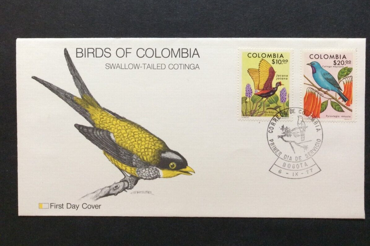BroadviewStamps Colombia #858-59 used FDC.  VF.  Birds and plants.
