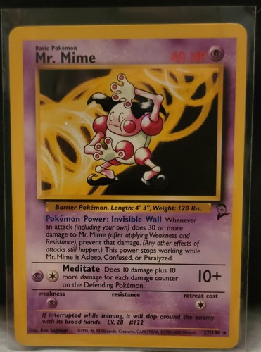 Pokémon TCG Card Mr. Mime 27/130 Base Set 2 Unlimited Non Holo Rare NM ...