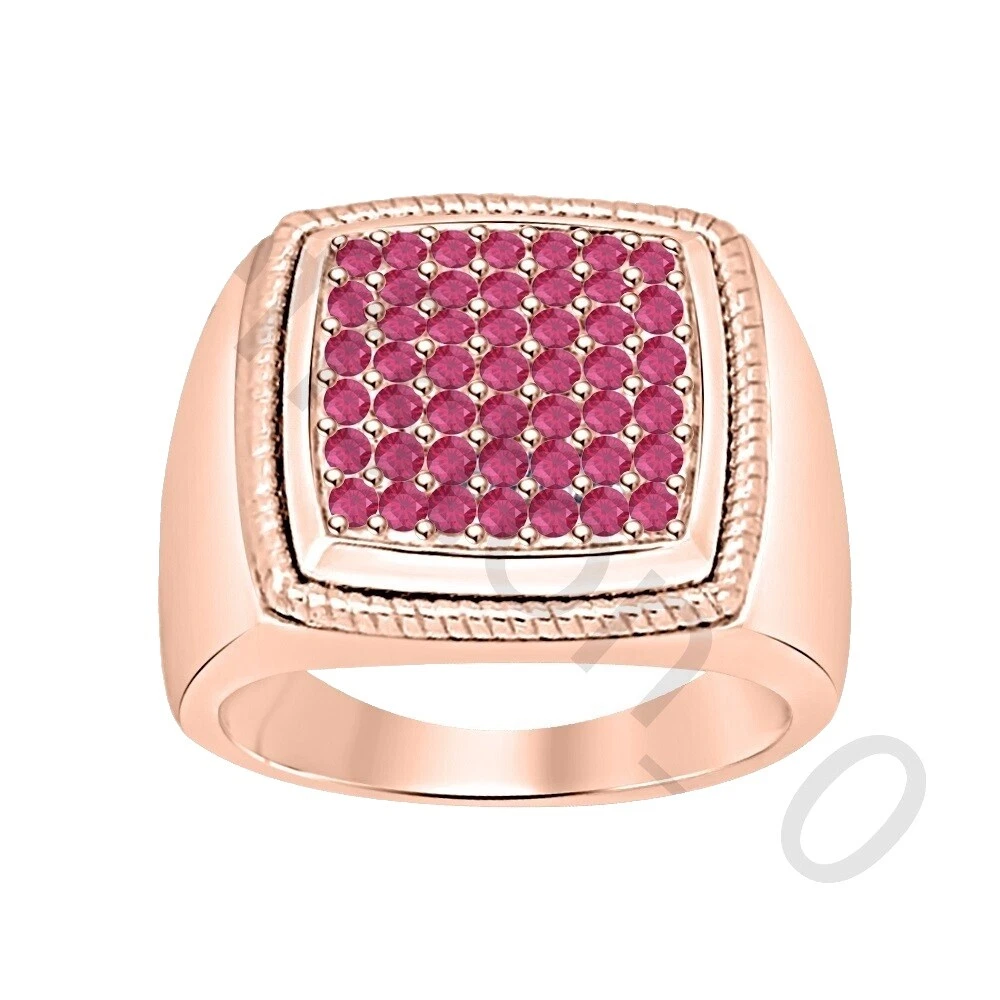 Anillos de oro rosa rubí de banda para De hombre