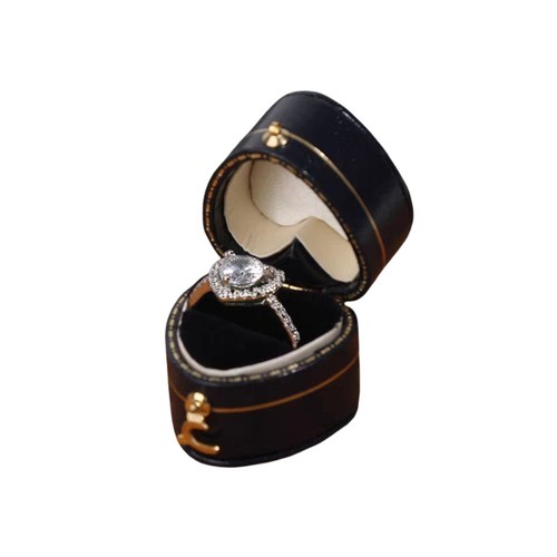 Caja de anillo de compromiso estuche de anillo vintage pequeño soporte de exhibición caja de almacenamiento de joyas - Imagen 20 de 25