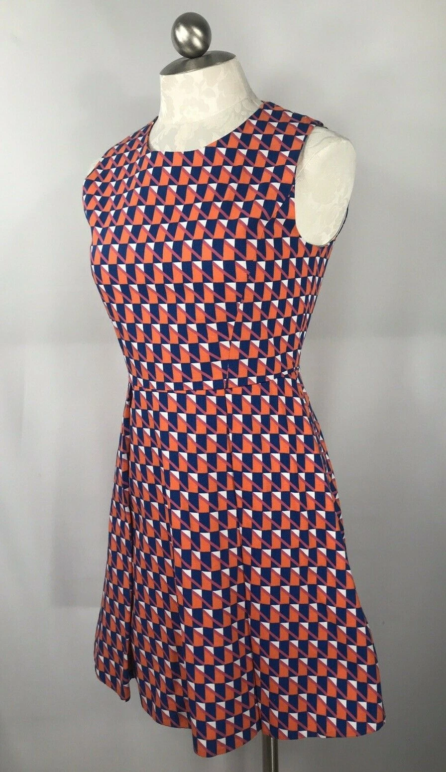 New Kate Spade Saturday size 4 DRESS Fit Flare Stretch Pleats Geometrice Print
