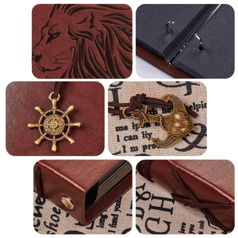 Scrapbook Album Photo Album 11 x 8.3 inches 60 Pages Refillable Leather Scrap... Foto 3 de 4