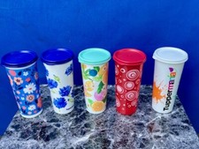 NEW Tupperware 16 oz Tumblers Set of 4 Red Different Colors and Designs