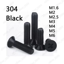 Black 304 Stainless Steel Phillips Countersunk Head Screws M1.6 M2 M3 M4 M5 M6