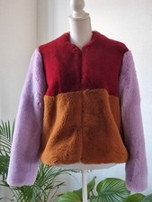 Nasty Gal Colourblock Soft Faux Fur Coat Jacket Size 10