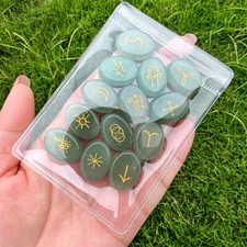 13PCS Crystal Witches Runes Stone Set Engraved Rune Symbol Meditation Divination