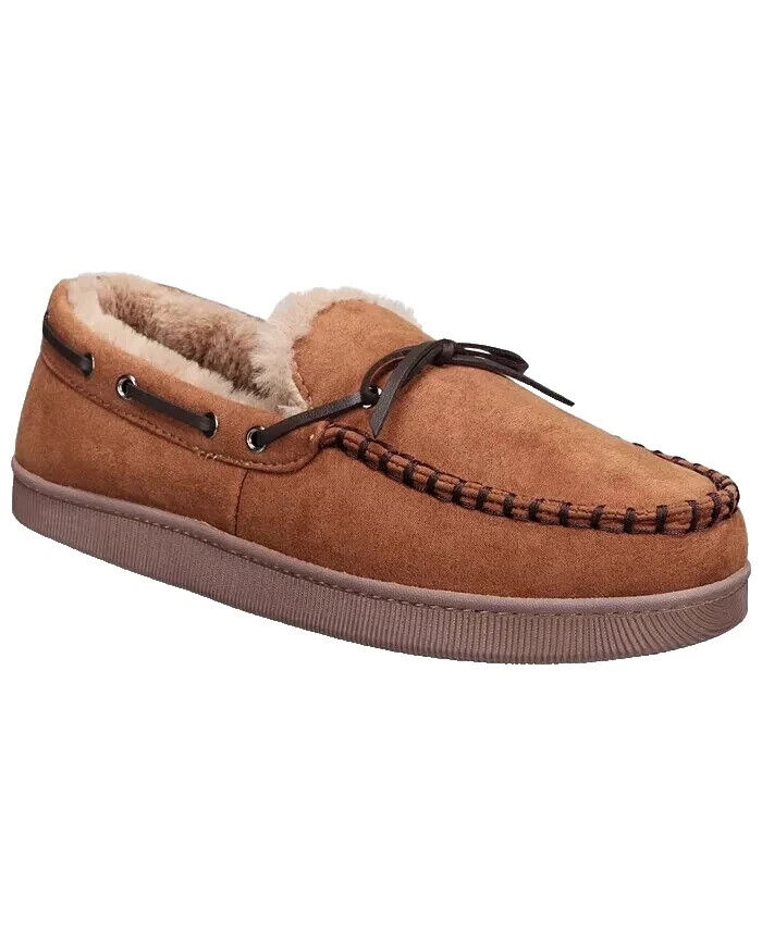 Mokkers Men's Oliver Wool-Lined Moccasin Slippers - Cozy Navy Blue House Shoes With Rubber Sole (Size 11 US)