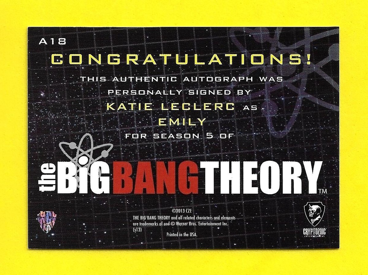 Cryptozoic Big Bang Theory Season 5 Autograph A18 Katie Leclerc as