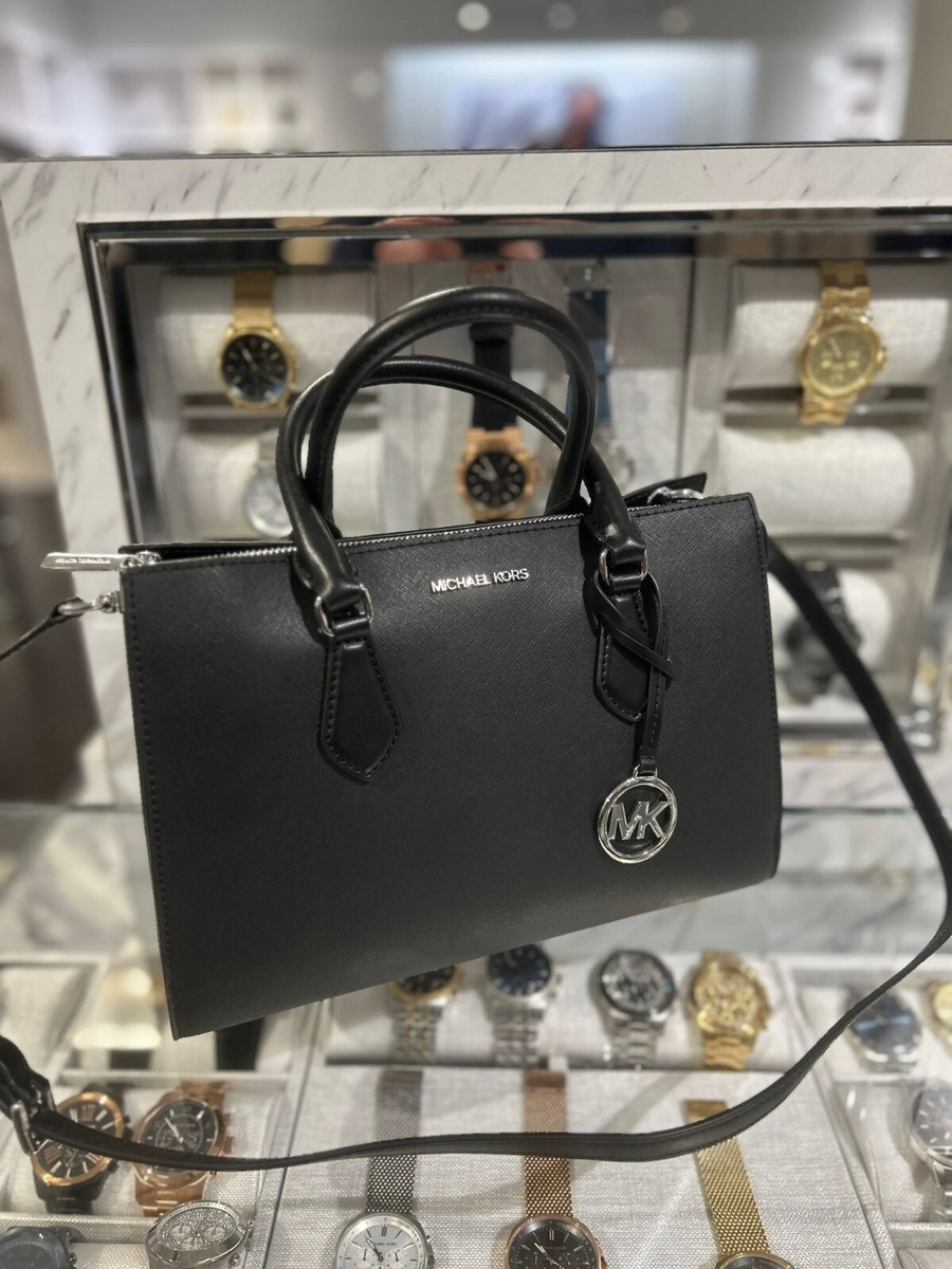 Michael Kors Sheila Silver-Toned Medium Center Zip Crossbody