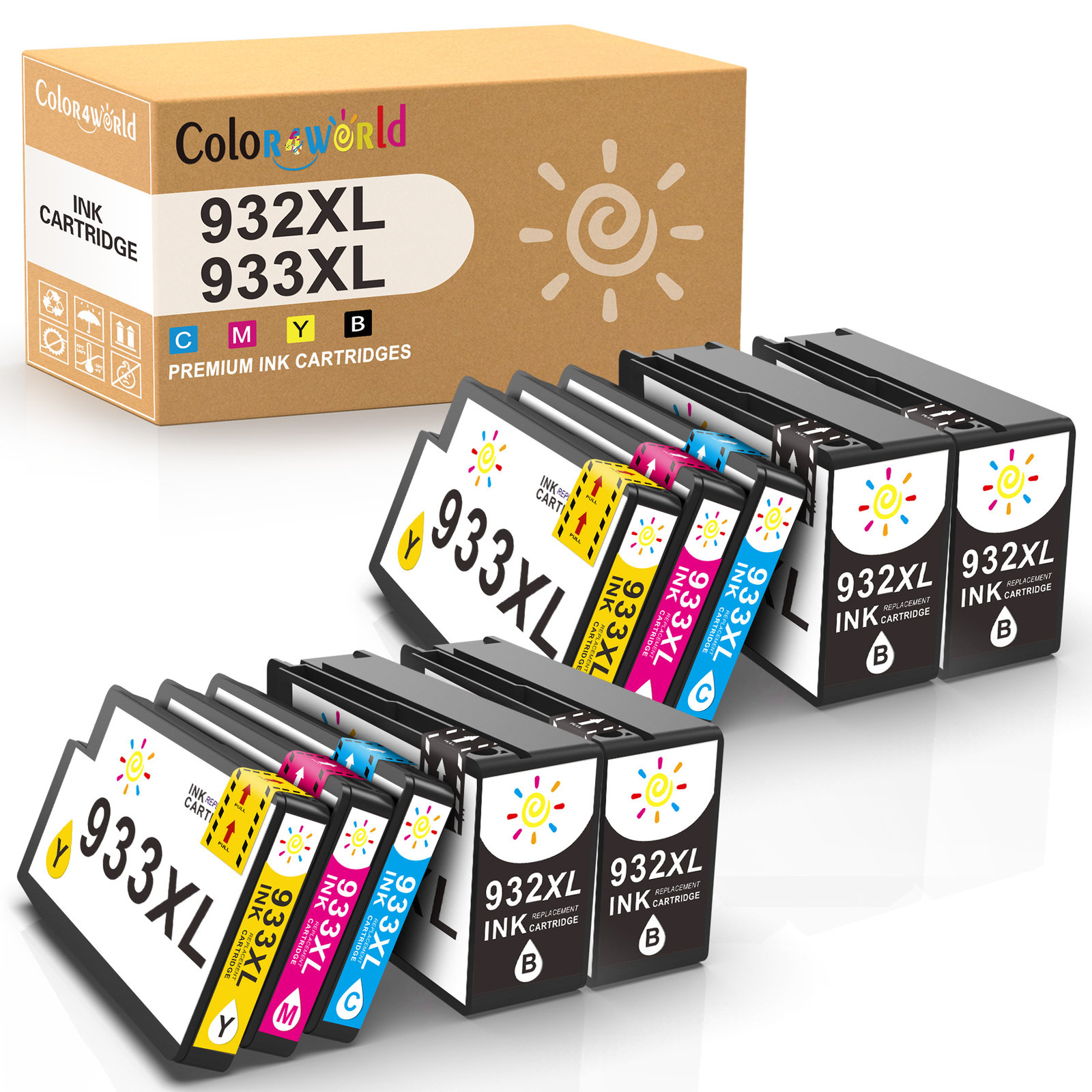 10PK 932 933XL XL Ink Cartridges for HP Officejet 6100 6600 6700 7610 Printers