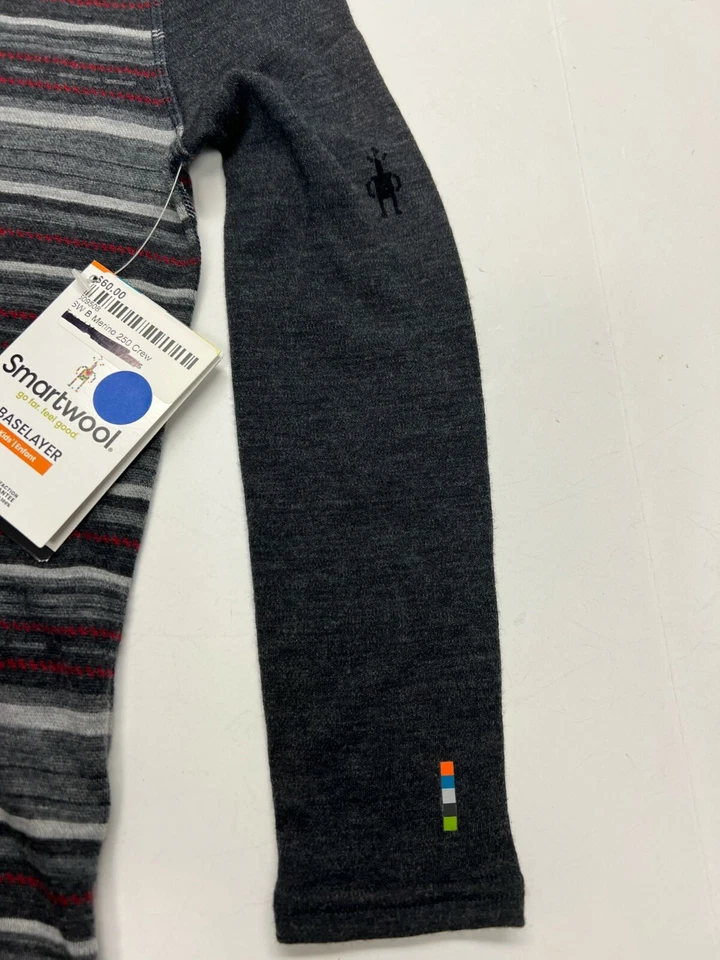 Smartwool Merino 250 Kids Base Layer Crew Top NWT Sz XS Boy Girls Charcoal Print - image 3 of 4