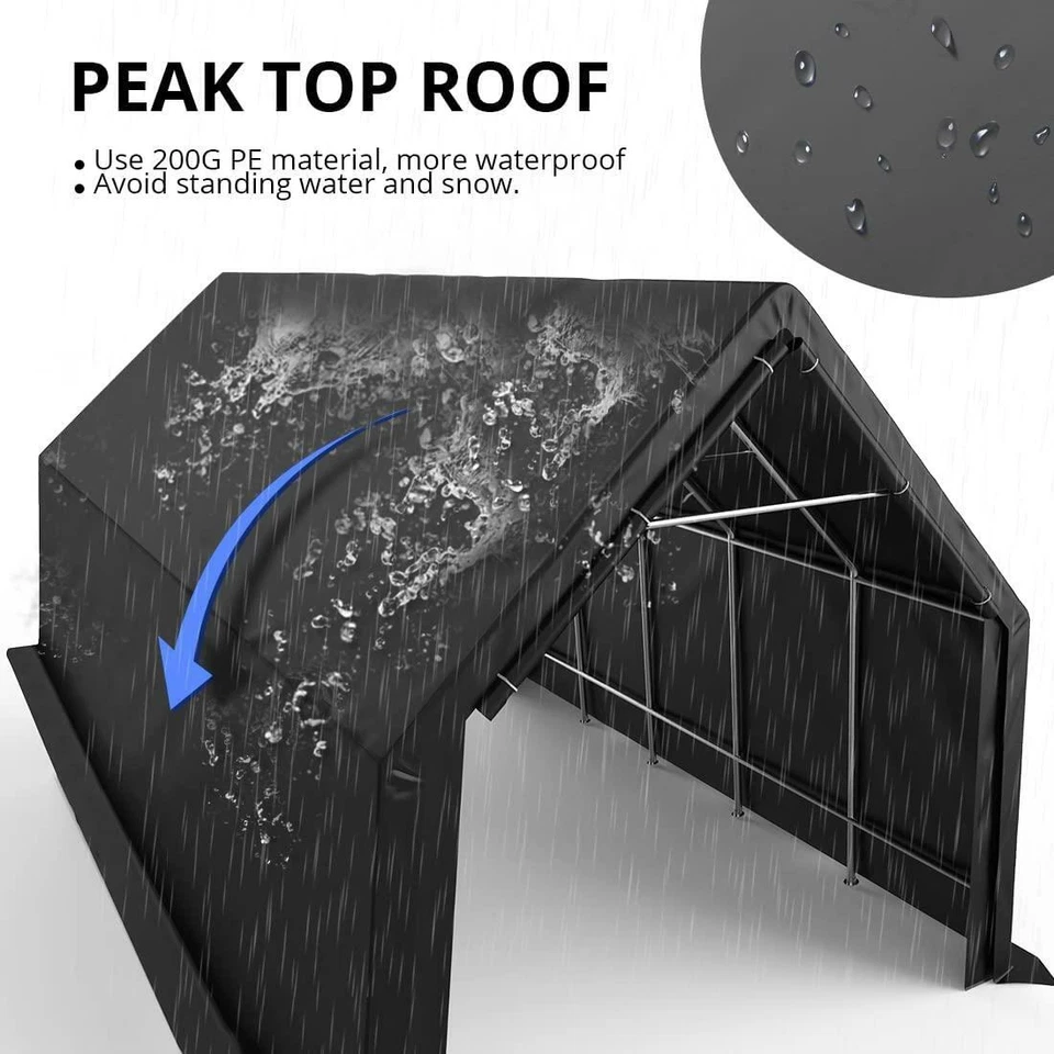 KING BIRD 13x20 Resistente Anti-Nieve Cochera Barco Cubierta Almacenamiento Exterior Refugio Foto 3 de 4