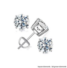 1.00 Carat Total Weight Lab Grown Diamond Stud Earrings in Sterling Silver