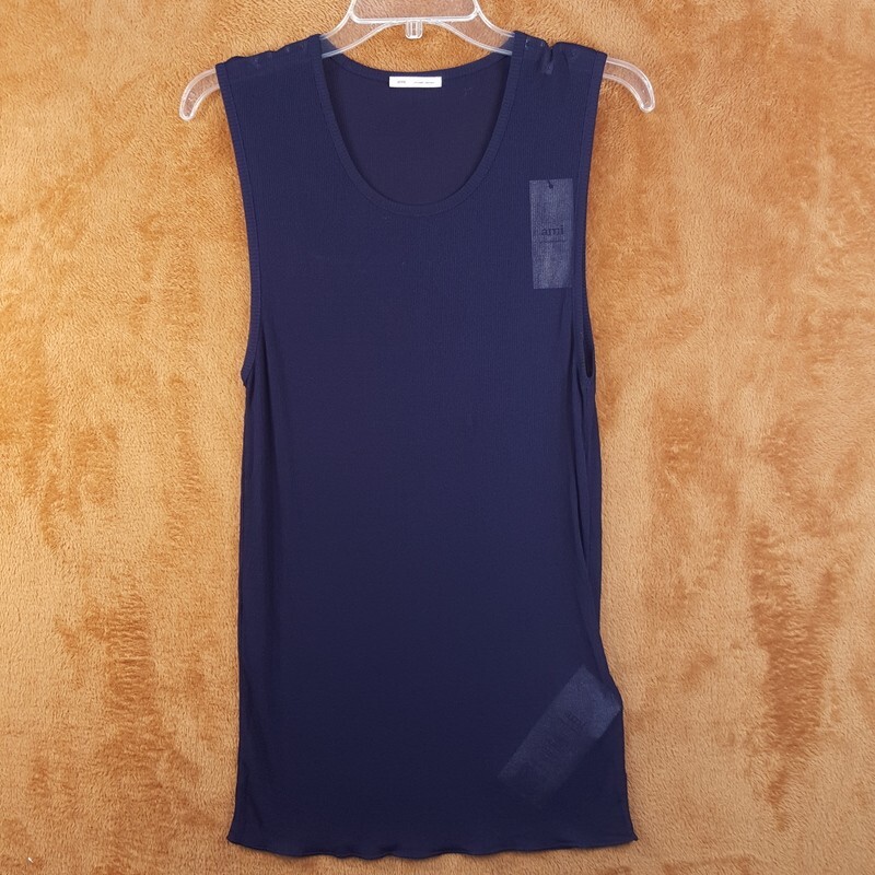 AMI Shirt Mens XXL Navy Pullover Crew Tank Top Mesh Sheer Stretch $305