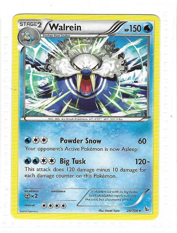 Pokemon --- WALREIN --- XY Flashfire! RARE! NM/Mint! 26/106