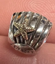 Authentic Pandora Sterling Silver & 14k Gold Seashell Bead 790249 ALE Starfish