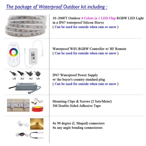 RGBW / RGBWW 4 Colors in 1 Bulb 10FT 20FT 50FT 80FT 100FT 200FT LED Strip Light - Foto 9 di 15