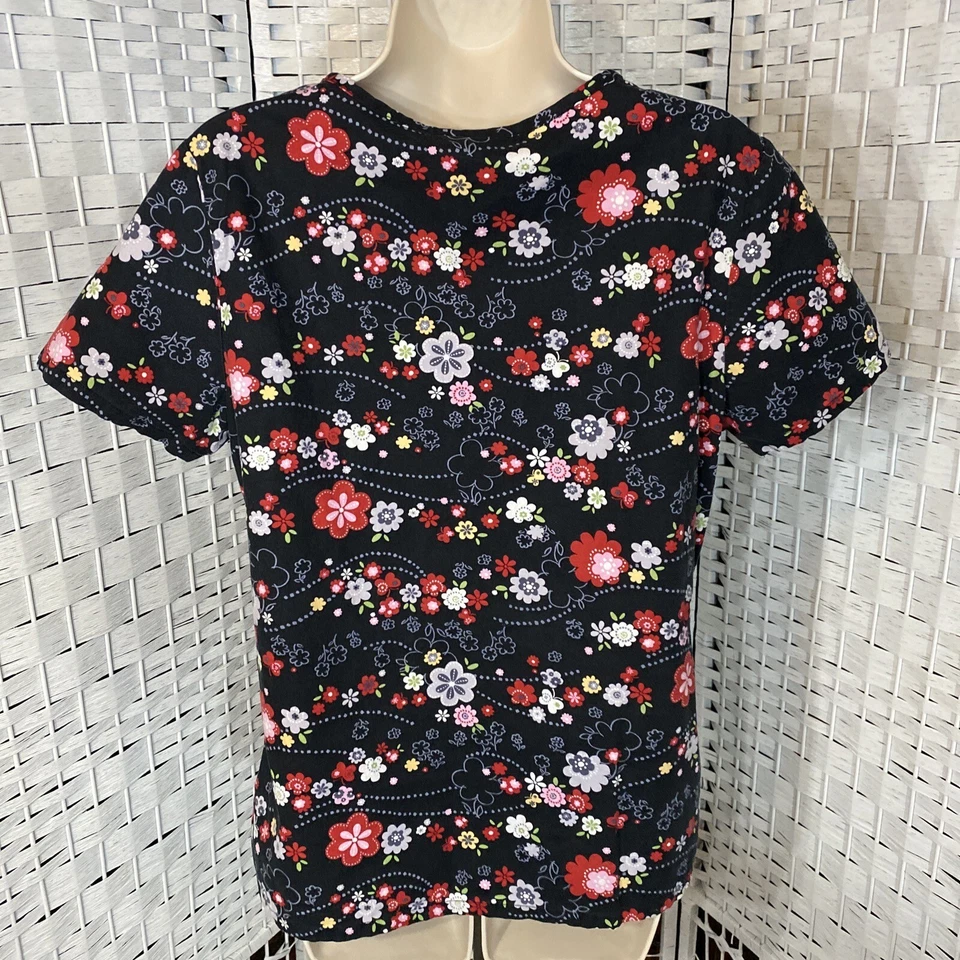 SB скрабы женщин Sz S V шеи черный цветочный медицинский стоматологический медсестра ветеринар скраб Топ - Изображение 3 из 4