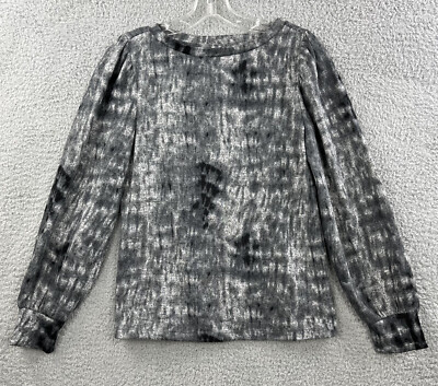 BeachLunchLounge Knit Blouse Women Small Gray Tie Dye Lightweight Warm Artsy