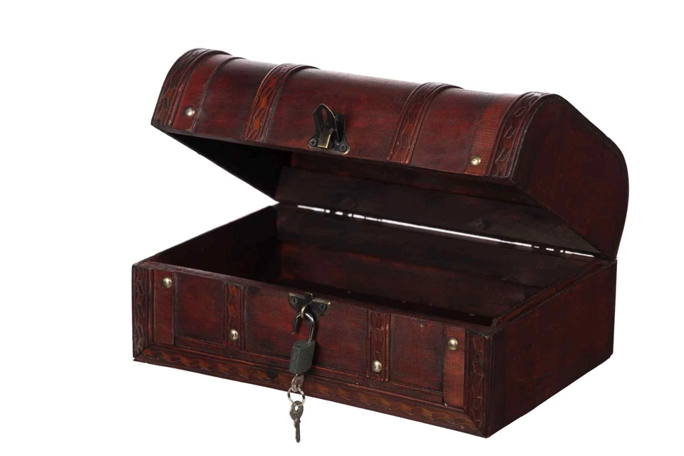 2.Wahl Truhe 86002S Kiste MIT Schloss und Schlüsseln Holztruhe abschließbar 30cm - Bild 3 von 3