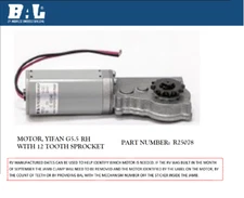 R25078 MOTOR KIT LH FOR G5.5 WITH GEARBOX EXACT SLIDE WITH 12 TOOTH SPROCKET