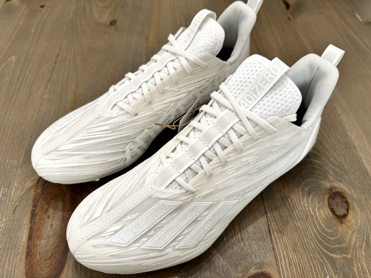 Adidas ADIZERO 12.0 Football Cleats Triple White GX5413 Men\'s Size 7.  Looks NEW Adidas ADIZERO 12.0 Football Cleats Triple White Iridescent  main image 4