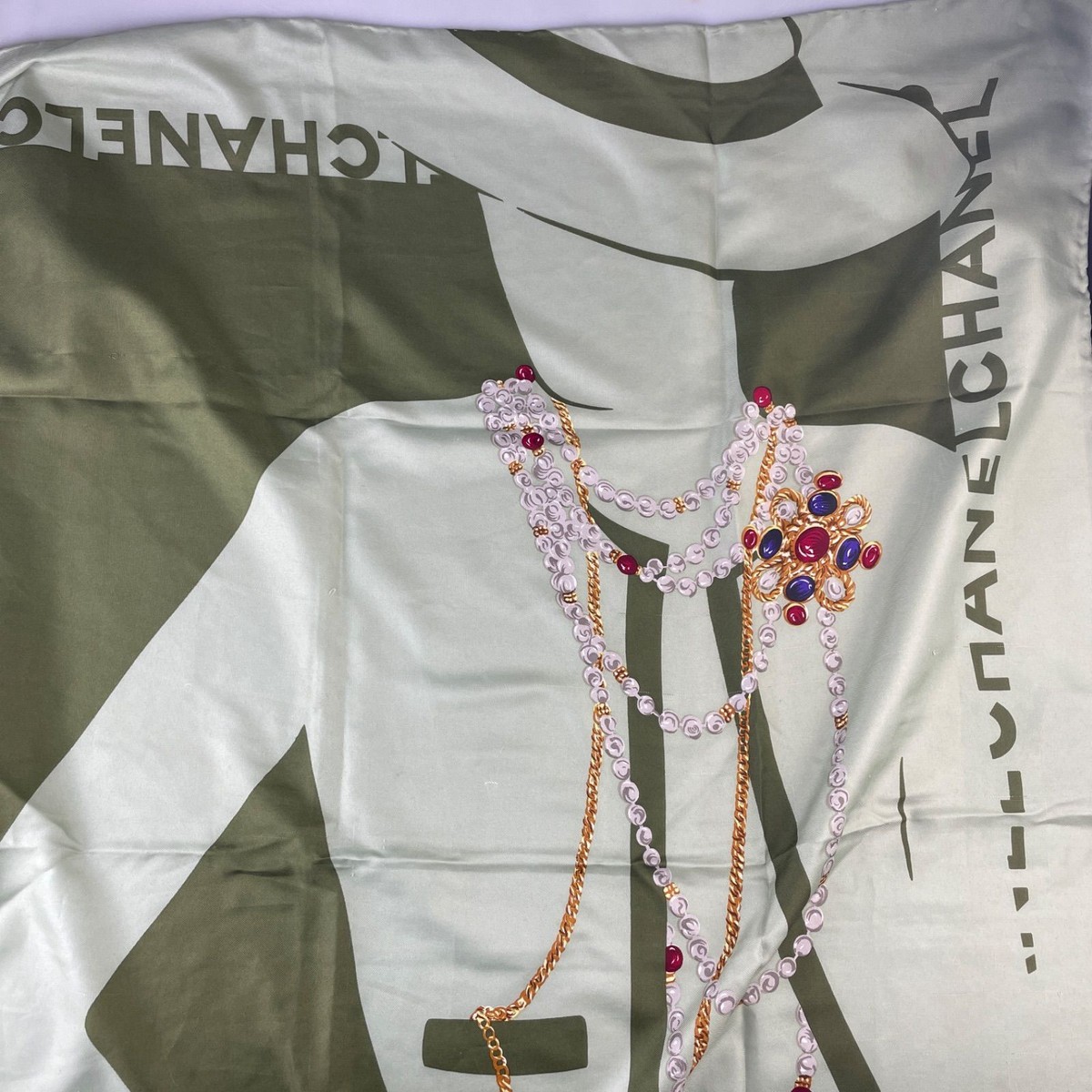 chanel silk scarf Green Vintage from Japan 03K | eBay