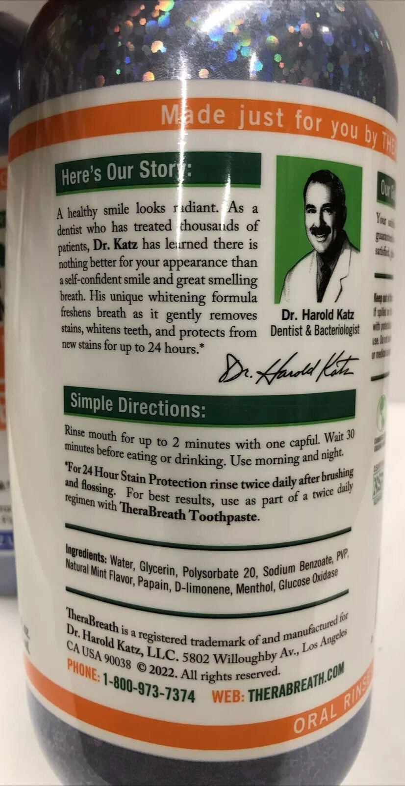 Therabreath Whitening Fresh Breath Oral Rinse Dazzling Mint 16 Oz Exp 09/26 3 PK